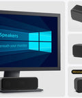 USB Computer Speakers For Desktop And Laptop, Wired Plug In Sound Bar With Beefy Bass, Touch Control, External USB C Adapter