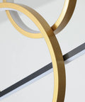 Close-up of Dope Modern Dimmable Pendant Light With Linear Wave LED Chandelier, featuring gold and black rings, 45W