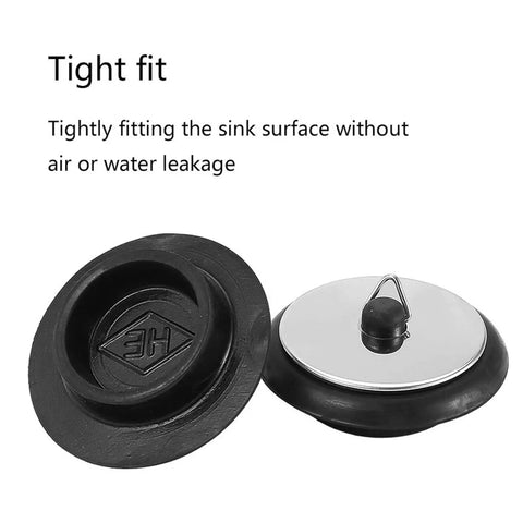 General Use Bath Tub Drain Stopper, with 10CM Chain showing tight fit design with rubber base and chrome top.