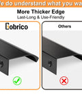 Comparison of Matte Black Edge Finger Pulls showing thicker edge vs. standard, highlighting durability and design quality.
