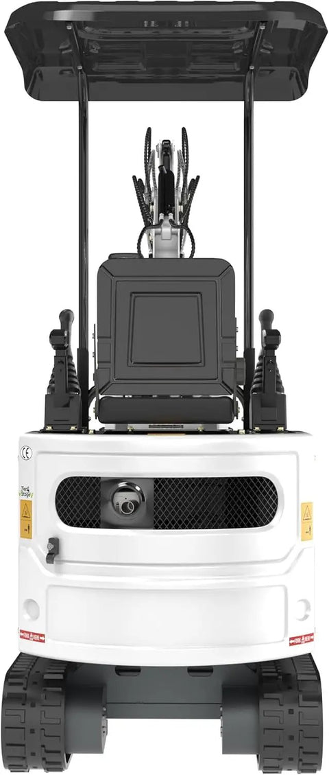 Front view of 1.2 Ton Pilot Control Gasoline Excavator With Lawn Mower Attachment For Small Farm Use Built For Narrow Paths And Tight Spaces