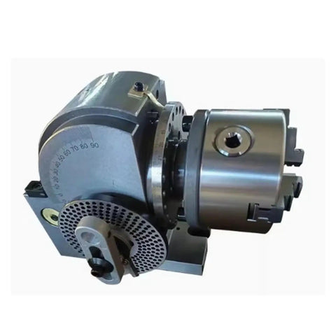 Heavy Duty Universal Dividing Head For CNC Milling Machine Vertical Horizontal Setup Precision Indexing Rotary Table With Bs2 Mount and Eight Inch Chuck Shop Floor Beast side view showing precision indexing design and rotary features.