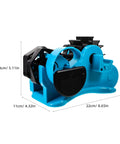 Semi Automatic Heat Tape Cutter With Compact Desktop Packing Station And Lightweight Tape Holder For Quick Box Sealing And Top Shelf Shipping Hustle The Reliable Gadget For Smooth Tape Dispensing Routine Blue side view with dimensions