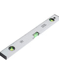 Ycauty Spirit Level Magnetic Measuring Ruler Aluminium Alloy for DIY Projects Home Garden 500mm Silver, top view with bubbles and scale.