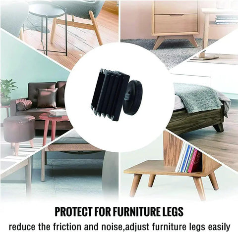 Adjustable Leveling Feet Kit For Furniture 16 Sets 38x38mm Square Tube Insert displayed with various home furniture pieces