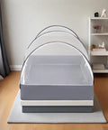 Large Pop Up Bed Mosquito Net Canopy For Bed Camping And Travel Portable Travel Friendly Foldable Tent Easy Setup 78 By 39 By 28 Inch Size Gray Carry Bag Ideal For Indoor Sleep And Outdoor Camping Patio Use shown installed on bed indoors