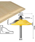 Solid 3-Piece Rail And Stile Router Bit Set With Ogee Door Knife And Tenon Cutter For Precision Cabinet And Furniture Work Using Pro Quality Bits, showing an ogee bit and wood profile dimensions.