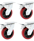 Four Kickass Heavy Duty Swivel Casters with slick polyurethane tires and ball bearings, ideal for furniture and carts.