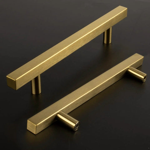 Gold Cabinet Handles 10 Pack 5 Inch Brushed Brass T Bar Drawer Pulls For Kitchen Cabinets And Cupboards Smooth Finish Easy Grip 128mm Centers