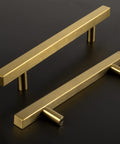 30 Pack Gold Cabinet Handles 5 Inch Brushed Brass T Bar Drawer Pulls For Kitchen Cabinets And Drawers, 128mm Center, Half Inch Square Bar, Sturdy Stainless Steel Hardware