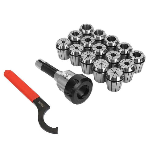 R8 ER-40 Collet Chuck Set With 15 ER40 Collets And Spanner For Milling And Drilling Machines, Durable Pro Grade Tool Accessory