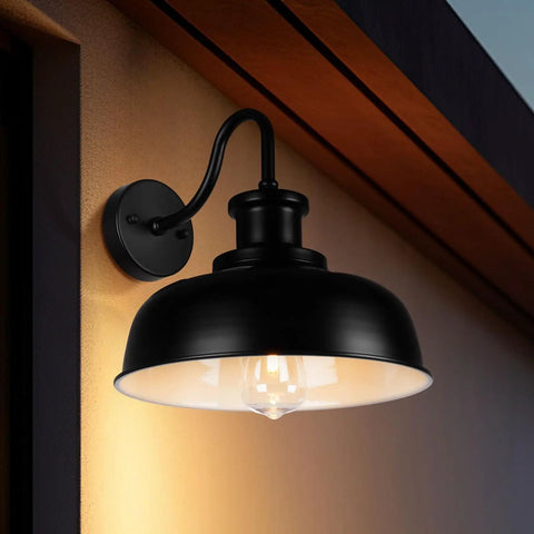 Solar Barn Light For Outdoor Use Dusk To Dawn Outdoor Wall Sconce With Solar Power No Wiring Hassle Rustic Industrial Exterior Lighting For Garage Shed Farmhouse Look