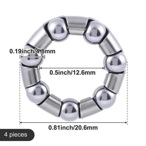 Four Pack 0.2 Inch Ball Bicycle Bearing Set For Crank Bottom Bracket Axle Replacement 7 Ball Bearings Each Repair Part