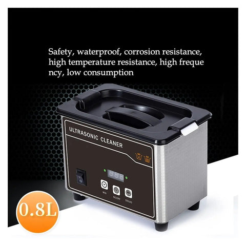 Awesome Digital Ultrasonic Cleaner Machine With Stainless Steel Basket That Cleans Dentures Watches Glasses Like A Charm 35W Power 800ml Capacity Heats Up For Super Clean Results Every Time in 0.8L size.