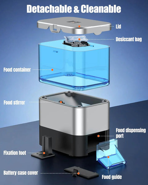 Top Shelf Automatic Pond Fish Feeder With Large Capacity And Adjustable Timer, moisture-proof components visible for easy cleaning.