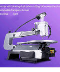 Kicker Desktop Jigsaw Saw Boasting A Kickass 150 Watt Motor Plus Roomy Fourteen Inch Work Area For No Sweat Wood Crafting Diy Project Assembly And Darn Fine Precision Carving Anytime, featuring a universal light and removable dust cover.