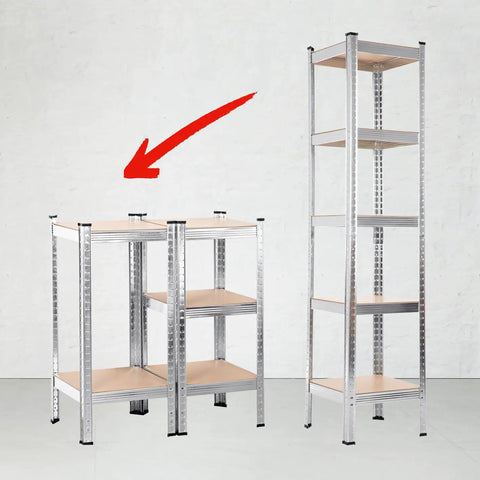 Beefy Heavy Duty Metal Shelving Unit 40x40x180 cm with five adjustable shelves on display