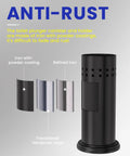 Heavy Duty Toilet Plunger With Sturdy Powder Coated Iron Holder For Modern Bathrooms And Beast Mode Suction Rubber Cup That Kicks Nasty Clogs To The Curb In Pure Black Finish showing anti-rust features and materials.