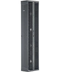 Vertical Rack Cable Management Panel Black 42U For High Density Cable Routing And Space Saving Durable Metal Backbone With Molded Fingers For No Brainer Quick Install And Scalable Cable Organization mounted front view