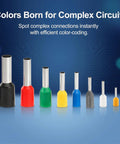 10 AWG Insulated Wire Ferrules 100 Pack Yellow E6012 Crimp Connectors Tin Plated Copper Pin Terminals For Electrical Terminations And DIN Rail Terminal Blocks, color-coded set