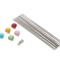 Stainless Steel M4 Threaded Rods And Nuts Kit With 5 Knobs 10 Rods And 10 Hex Nuts For DIY Fairy Garden Stakes Craft Projects And Easy No Fuss Industrial Repairs, with rods and colorful knobs