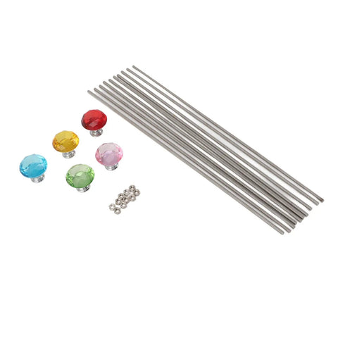 Stainless Steel M4 Threaded Rods And Nuts Kit With 5 Knobs 10 Rods And 10 Hex Nuts For DIY Fairy Garden Stakes Craft Projects And Easy No Fuss Industrial Repairs, with rods and colorful knobs