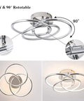 Silver LED Ceiling Light Flush Mount With Dimmable 3000K To 6000K Range Modern Close To Ceiling Fixture demonstrating rotation feature