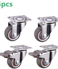 4 Piece Soft Rubber Swivel Furniture Casters 1 Inch Easy Drop In Replacement Wheels For Chairs And Carts showcased in four views with metal mounts.