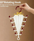 Vertical Closet Storage Hanger With Double Sided V Shaped Hook For Belts Scarves Hats And Ties Clears Daily Clutter On Tight Rods with 360° rotating hook.