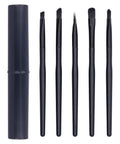 Black 5-piece Watch Cleaning Brush Set With Storage Box, soft bristles for delicate watch care maintenance and repair.