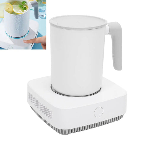 Ultimate Desktop Mug Warmer And Cooler Plate Two In One Smart Heating And Cooling Base For Coffee Milk Tea with white insulated cup on base