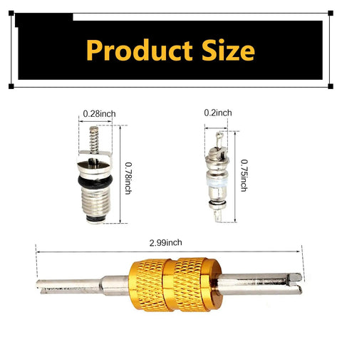 16 Pcs Air Conditioning Valve Core Kit With R134A And R12 Cores Pro Grade Service Tool size dimensions in inches
