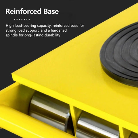 Heavy Equipment Moving Skate Dolly With 360 Degree Non Slip Swivel Tray And Hardened Steel Rollers, reinforced yellow base