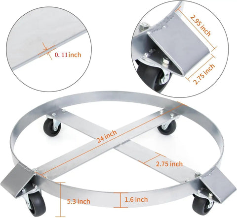 Premium 55 Gallon Drum Dolly Cart 1000 Lb Capacity Swivel Caster Wheels Non Tipping Gas Barrel Hand Truck Heavy Duty Steel Frame No Nonsense Design Accepts Standard Drums Built To Crush Big Jobs
