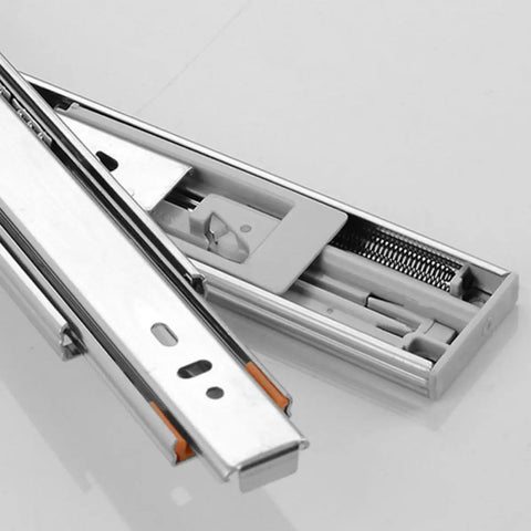 Heavy Duty Steel Drawer Slides With Quiet Bearings Three Section Guide Rails Double Row Stainless Steel Ball Bearings 300mm cabinet track close-up