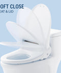 Round Bidet Toilet Seat With Wireless Remote Instant Warm Water Wash Heated Seat Air Dryer Deodorizer Night Light Eco Mode Top Shelf Comfort Fresh Clean Every Time No Sweat Install Bathroom Glow Up showing soft close seat and lid.