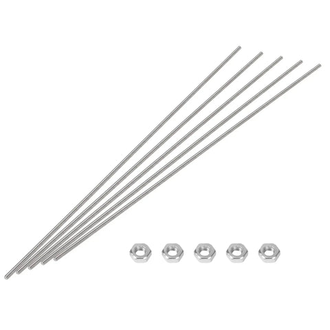 M3 400mm Fully Threaded Rods 304 Stainless Steel Right Hand Threads 0.5mm Pitch For Anchor Bolts Clamps Hangers And U Bolts 5 Pack With Nuts