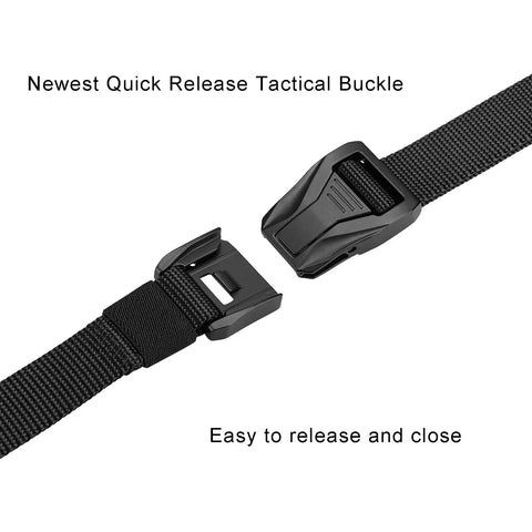1 Inch Wide Nylon Belt For Men With Quick Release Heavy Duty Buckle Skinny Webbing Work Belt In Black 49 Inch Length, buckle close-up