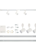 Amped Collection 3 Light LED Track Kit With 4ft Track And Floating Feed In White Finish Includes 3 LED 3000K Heads End Caps