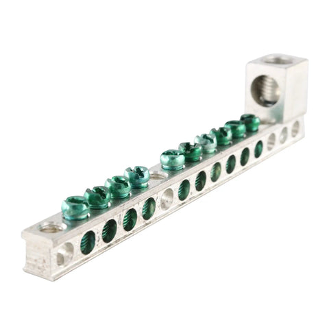 GBK1020 Heavy Duty Ground Bar Kit For BR And CH Series Load Centers with 10 Terminal Grounding Bar, grey and silver close-up view