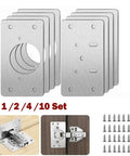 Stainless Steel Cabinet Hinge Repair Plate Fixing Bracket With Screws, Rust Resistant Silver Finish, 2 Pair 4 Pair 10 Pair Sets