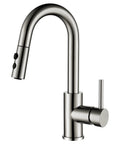 Stainless steel Bar Sink Faucet With Pull Out Sprayer For Single Hole Mount One Handle, brushed nickel finish, modern design