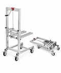 Heavy Duty Manual Winch Lift Stacker Raising Gear 132 LB Portable Folding Material Lifter with wheels and self-locking crank.