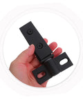 Heavy Duty Stainless Steel Shower Door Hinge With Dual Hole Pivot, Black Metal Bathroom Hardware For Frameless Glass Enclosure in hand.