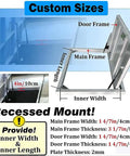 Custom size dimensions for Slick Discreet Basement Entry Door and Invisible Crawl Space Access Panel with detailed measurements.