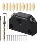 Top Tier 45 Degree Dowel Jig Wood Joinery Tool Aluminum Drill Guide For Furniture Crafts and Cabinet Assembly with drilling bit and screws.