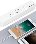 Smart Power Strip With WiFi And Bluetooth Remote Access, Voice Activated Outlets, Quick Charge USB And Type C Ports, App Managed Surge Blocker For A Dope And No Sweat Home Setup with phone charging.