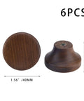 Six Piece Round Wooden Drawer Knobs With One Hole 1.56 Inch Cabinet Handles For Dresser Kitchen Cabinets And DIY Furniture Projects Smooth Sanded Solid Wood Pulls, walnut 6 pcs