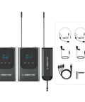 Dual Wireless Microphone System For Live Performances With 2 Bodypack Transmitters And Portable Mini Receiver, UHF 902-928MHz, Encrypted