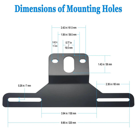 Beefed Up Heavy Duty Black Stainless Steel Trailer License Plate Bracket Holder Universal Light Mounting Kit dimensions